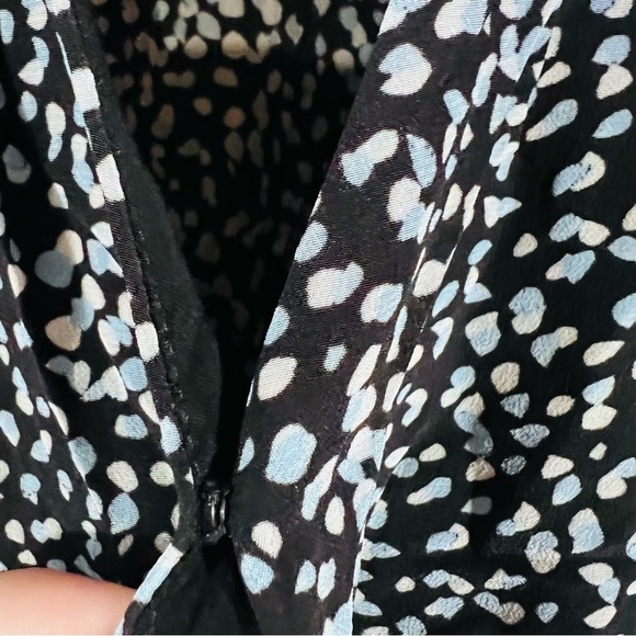 The Kooples Short Sleeve Wrap Patterned Mini Wrap Dress in Blue and Black Size 0 - Picture 7 of 12